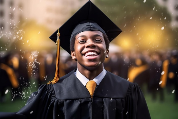 Studente maschio che celebra di essere un laureato