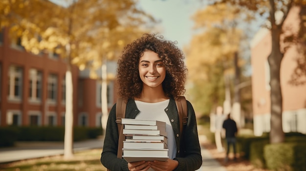 Studente ragazza felice Ritratto di studentessa con i libri
