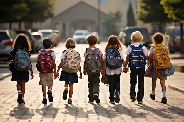 studenti che camminano dietro