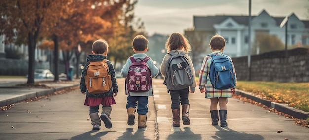 studenti che camminano dietro