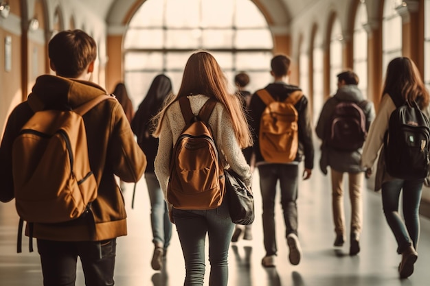 studenti che camminano dietro