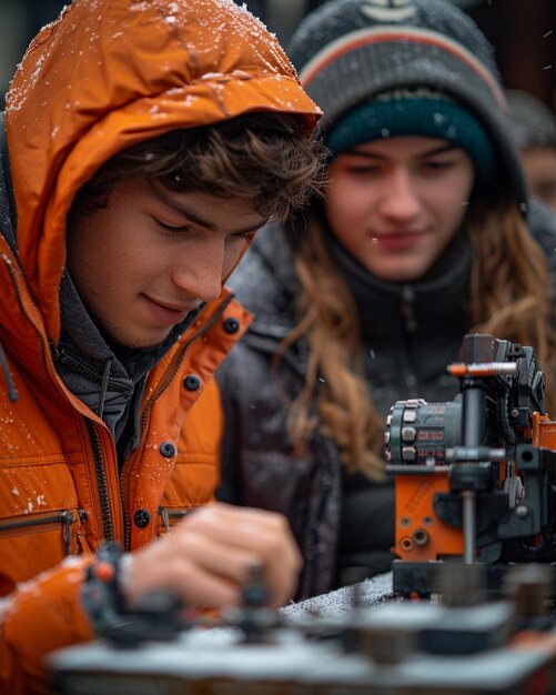 Studenti che conducono un esperimento di fisica