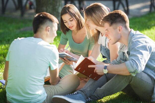 Studenti che studiano Giovani che si preparano per le lezioni. Le persone si preparano agli esami.