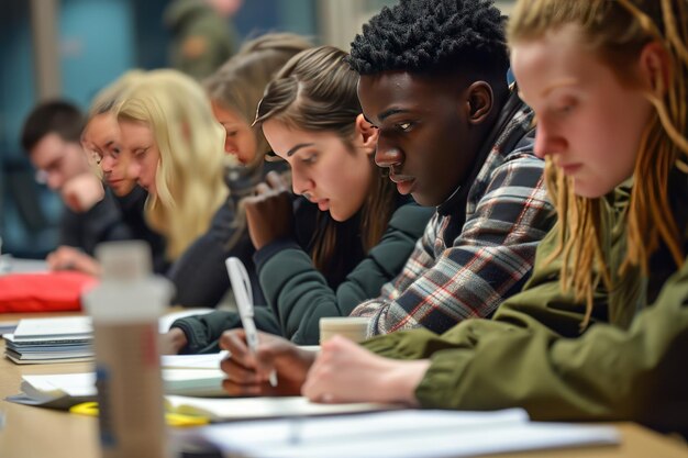 Studenti coinvolti in una stimolante sessione di studio di gruppo generata da Ai