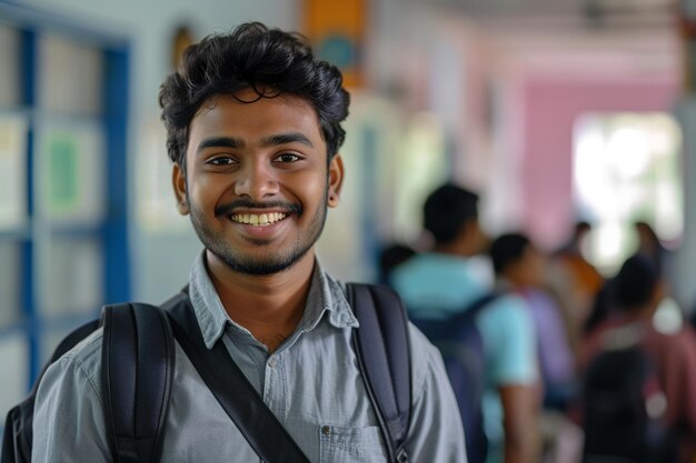 Studenti indiani alla scuola sullo sfondo in stile bokeh