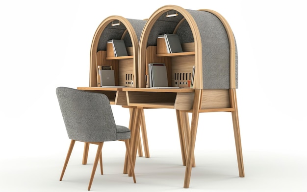 Studia Carrels con un tocco scandinavo isolato su uno sfondo trasparente