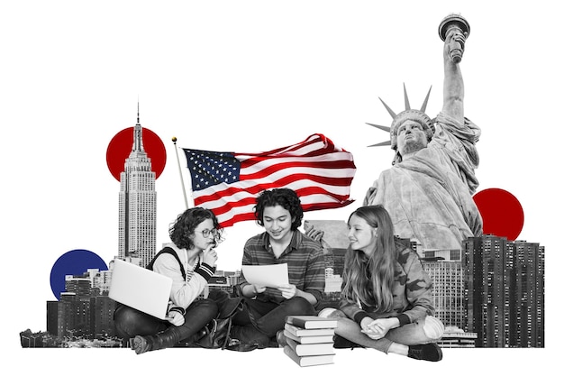 Studiare negli Stati Uniti png educazione collage fotografico sfondo trasparente