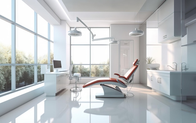 Studio dentistico moderno con ampie finestre