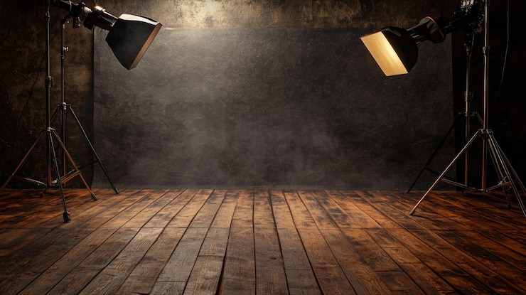 Foto studio fotografico professionale con apparecchiature di illuminazione