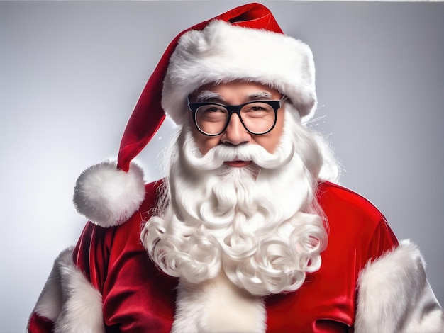 Studio fotografico professionale di Babbo Natale su sfondo bianco