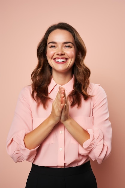 Studio shot di gesti emotivi di giovane donna bella