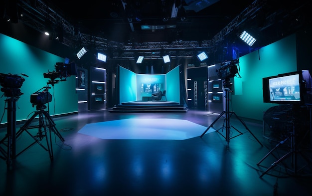 Studio televisivo con telecamera e luci