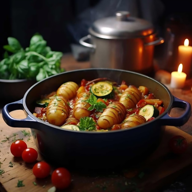 Stufato di verdure con patate zucchine e funghi