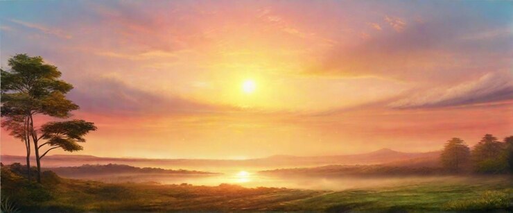 Stunning sunrise scenery with beautiful landscape