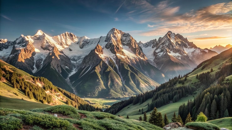 Foto stupendo 4k hd wallpaper di una montagna maestosa