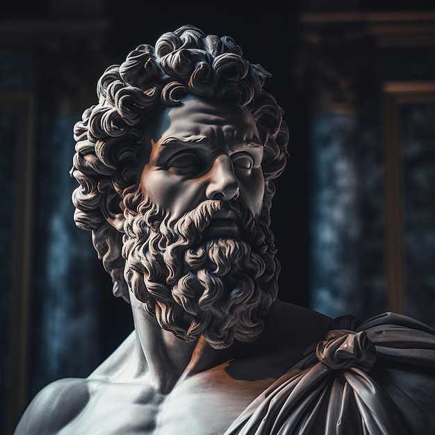 stupendo busto greco in un museo