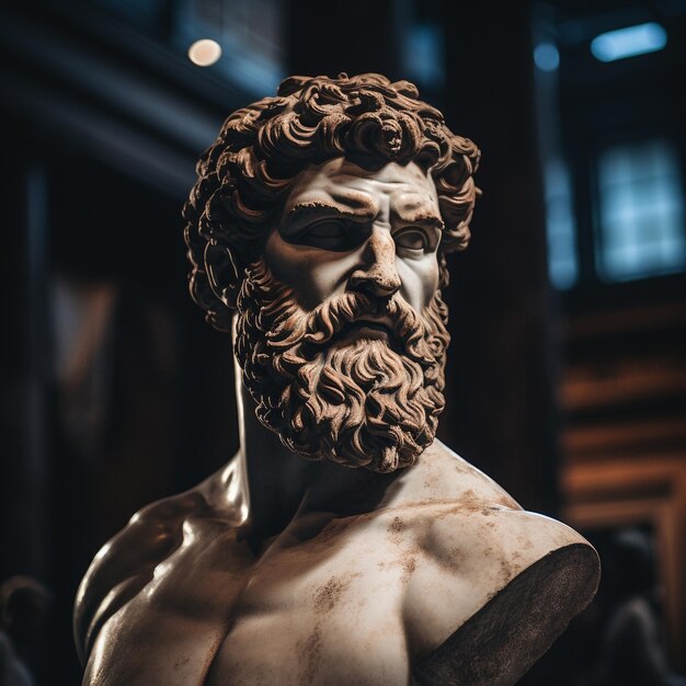 stupendo busto greco in un museo