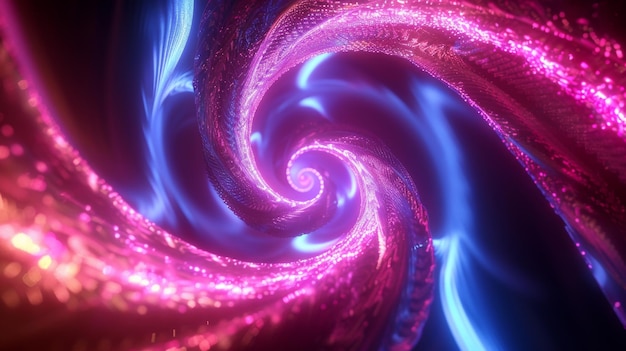 Stupendo rendering 3D di spirali di neon contorte che brillano al buio carta da parati tecnologica moderna