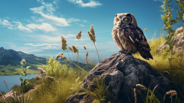 Stupendo ritratto di gufo in stile Unreal Engine 5