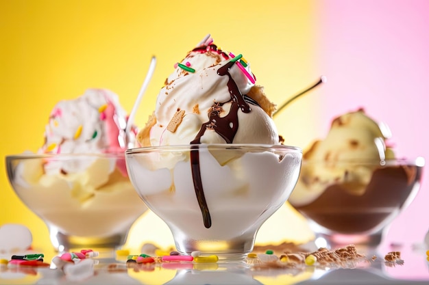 Stuzzicante gelato Sundae Varietà di condimenti