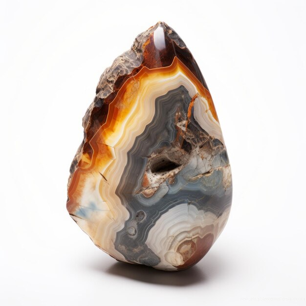 Stylish Agate Piece su sfondo bianco Earthcore ispirato Lensbaby Composition