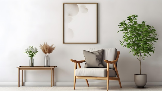 Stylish living room interior design con mock up