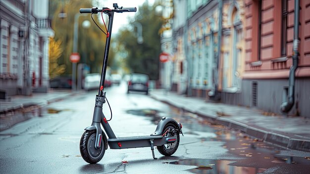 Stylish scooter elettrico grigio su una strada della città