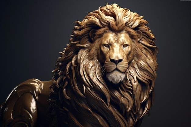 Stylish testa di leone dorato con una criniera impressionante