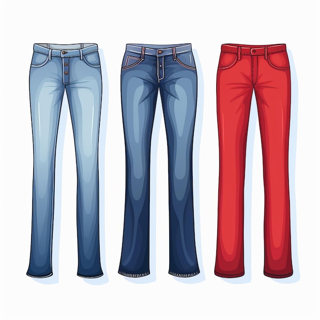 Stylish Women39s Jeans in cremisi scuro e azzurro chiaro Illustrazione fotografica