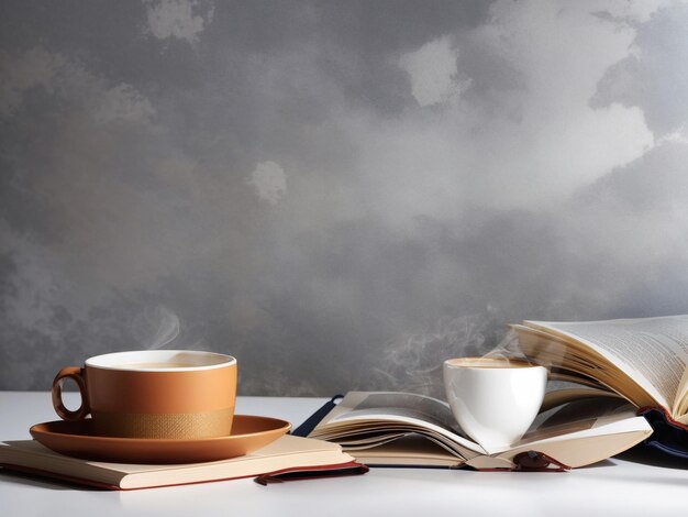 su di caffè e libro