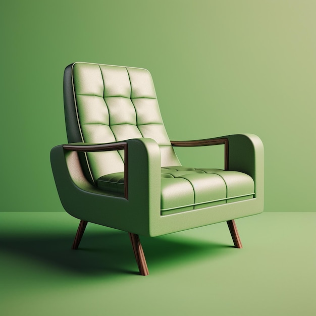 su sfondo verde è raffigurata una sedia con cuscino bianco e gambe marroni.
