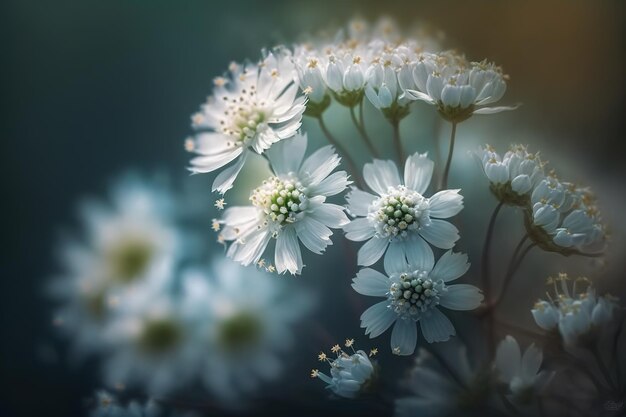 Su uno sfondo bianco nebbioso bellissimi fiori bianchi