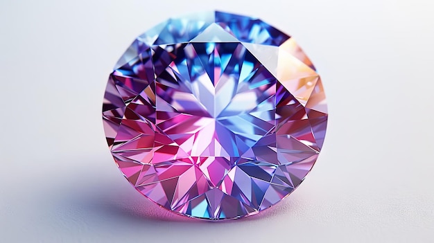 Su uno sfondo bianco un brillante prezioso luccichio pietra costosa diamante zaffiro rubino cristallo carato perla blu scintilla rotondo