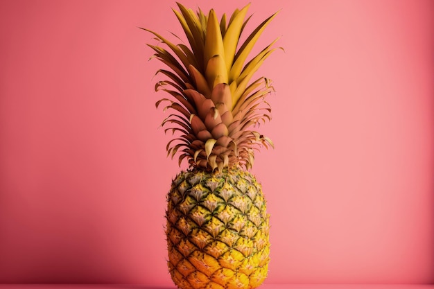 Su uno sfondo rosa un ananas