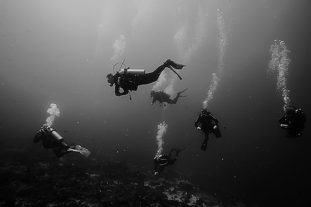 subacquei nell'oceano, sport subacqueo ricreazione attiva nell'oceano profondo