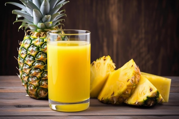 Succo d'ananas in un bicchiere AI Generato