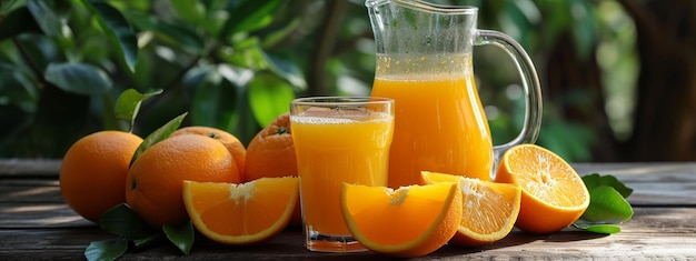 succo d'arancia appena spremuto e arance fresche