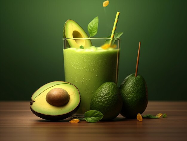 Succo di avocado verde Fotografia isolata AI generata