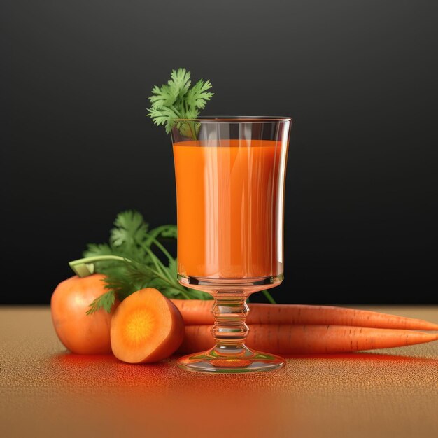 Succo di carota e carote con sfondo studio