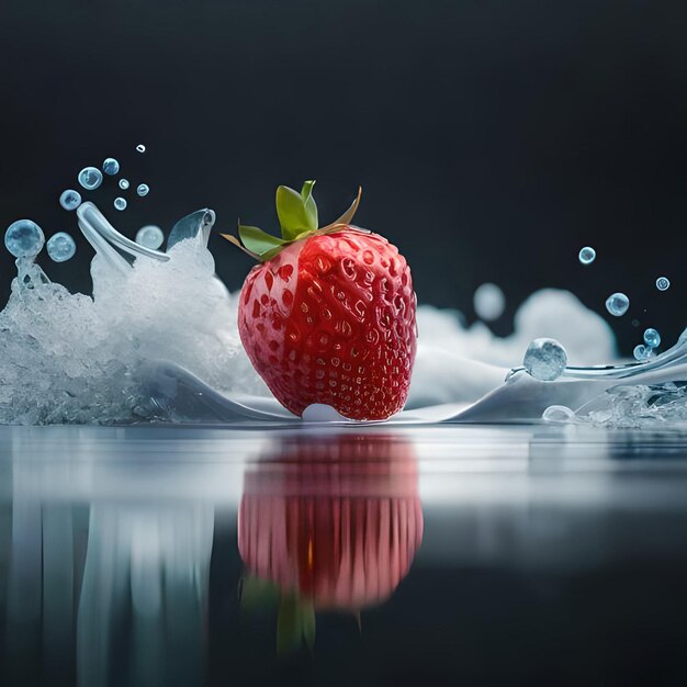 Succo di fragola con latte e tazza sul tavolo