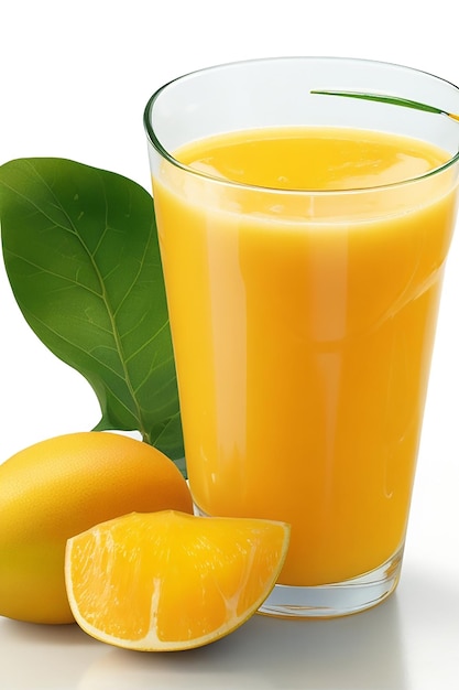 Succo di mango nel bicchiere su superficie scura