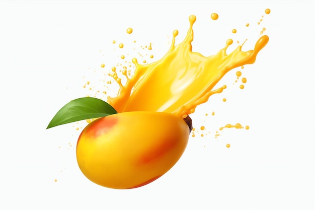 succo di mango spruzzata sfondo bianco dettagli