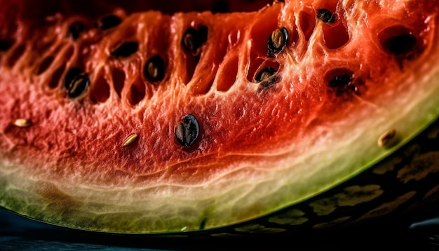 Succosa fetta di anguria, perfetto spuntino estivo rinfrescante generato dall'intelligenza artificiale