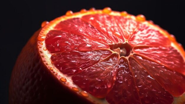 Succoso pompelmo rosso frutta primo piano ai generativa