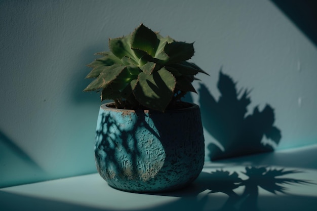 Succulente verde in vaso per piante in cemento Illustrazione AI Generative