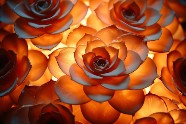 Succulenti anelli arancioni retroilluminati creano uno sfondo strutturato e dinamico