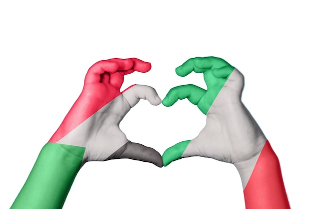 Sudan Italia Cuore Gesto della mano che fa il cuore