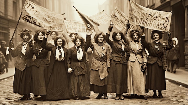 Suffragette vittoriane che difendono i diritti delle donne