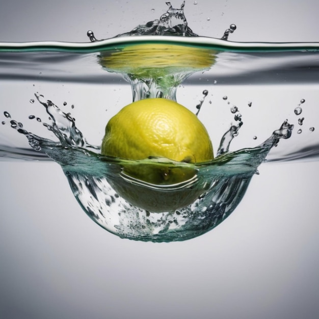 Suggerimenti di fotografia professionale Cattura l'azione ad alta velocità del limone verde che affonda nel serbatoio d'acqua