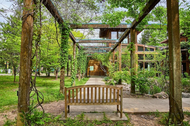 sul binario che conduce giù per il corridoio della pergola al piede gigante sulla parete della cabina